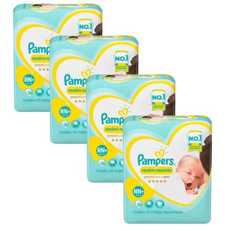 Kit Fralda Pampers Premium Care Recém Nascido Plus com 80 unidades - 3 à 6Kg Menor preço em Kit Fralda Pampers Premium Care Recém Nascido Plus com 80 unidades - 3 à 6Kg