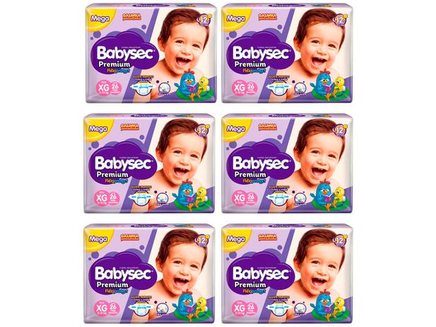 Kit Fraldas Babysec Premium Galinha Pintadinha - Tam. XG 11 a 14kg 6 Pacotes com 26 Unid Menor preço em Kit Fraldas Babysec Premium Galinha Pintadinha - Tam. XG 11 a 14kg 6 Pacotes com 26 Unid