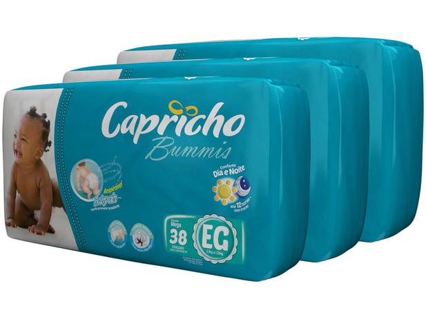 Kit Fraldas Capricho Bummis Tam EG 3 Pacotes - com 38 Unidades Cada com Indicador de Umidade Menor preço em Kit Fraldas Capricho Bummis Tam EG 3 Pacotes - com 38 Unidades Cada com Indicador de Umidade