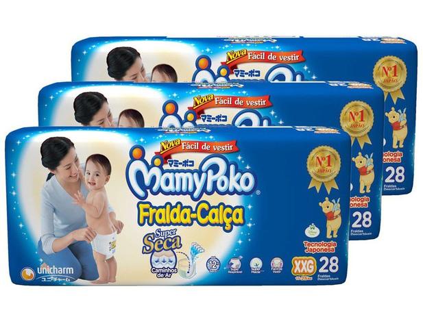 Kit Fraldas MamyPoko MegaTam. XXG - 3 Pacotes com 28 Unidades cada Menor preço em Kit Fraldas MamyPoko MegaTam. XXG - 3 Pacotes com 28 Unidades cada