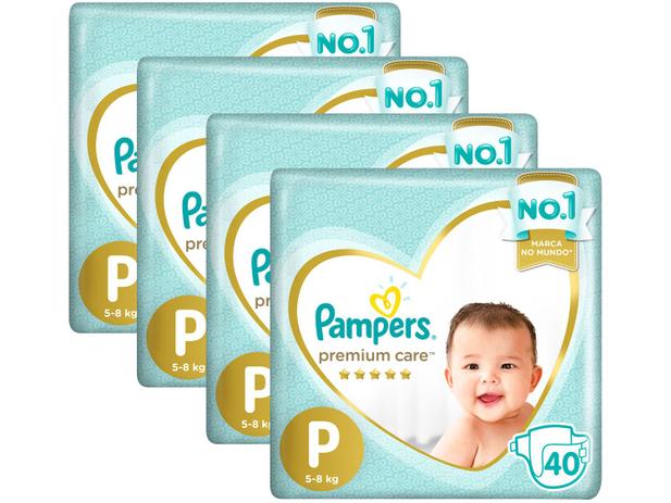 Kit Fraldas Pampers Premium Care Tam. P 5 a 8Kg - 4 Pacotes com 40 Unidades Cada Kit Black Friday Menor preço em Kit Fraldas Pampers Premium Care Tam. P 5 a 8Kg - 4 Pacotes com 40 Unidades Cada Kit Black Friday