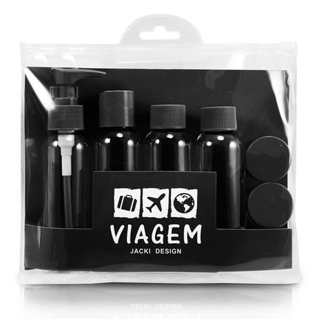 Kit Frascos p/ Viagem de 7 Peças Preto Jacki Design ARF18582 Menor preço em Kit Frascos p/ Viagem de 7 Peças Preto Jacki Design ARF18582