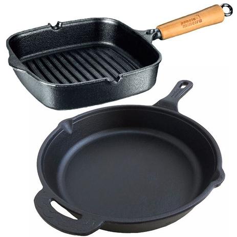 Kit Frigideira Cabo De Ferro + Cook Grill Panela Mineira Menor preço em Kit Frigideira Cabo De Ferro + Cook Grill Panela Mineira