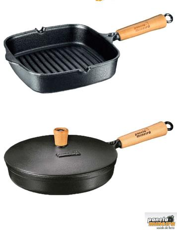Kit Frigideira Com Tampa Ferro + Cook Grill - Panela Mineira Menor preço em Kit Frigideira Com Tampa Ferro + Cook Grill - Panela Mineira