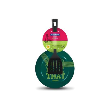 Kit Frigideira + Espátula Tramontina Paris Tema Praia Verde Menor preço em Kit Frigideira + Espátula Tramontina Paris Tema Praia Verde