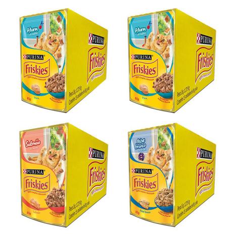 Kit Friskies Sachê Atum(2cx) /Salmão(1cx)/Peixe Branco(1cx) - Purina Menor preço em Kit Friskies Sachê Atum(2cx) /Salmão(1cx)/Peixe Branco(1cx) - Purina