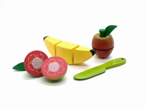 Kit Fruta em Madeira com Corte - Banana| Goiaba e Maça - 4 peças - Newart