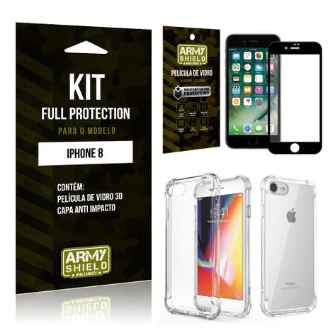 Kit Full Protection Iphone 8G Capa Anti Impacto + Película de Vidro 3D - Armyshield Menor preço em Kit Full Protection Iphone 8G Capa Anti Impacto + Película de Vidro 3D - Armyshield