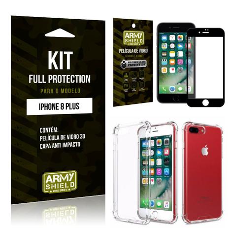 Kit Full Protection Iphone 8G PLUS Capa Anti Impacto + Película de Vidro 3D - Armyshield Menor preço em Kit Full Protection Iphone 8G PLUS Capa Anti Impacto + Película de Vidro 3D - Armyshield