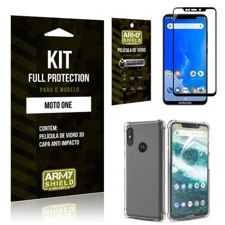 Kit Full Protection Motorola MOTO ONE Capa Anti Impacto + Película de Vidro 3D - Armyshield Menor preço em Kit Full Protection Motorola MOTO ONE Capa Anti Impacto + Película de Vidro 3D - Armyshield