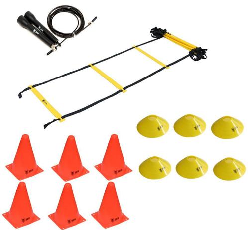Kit Funcional Escada de Agilidade + Speed Rope + 6 Cones + 6 Half Cone Chapéu Chinês - Odin fit Menor preço em Kit Funcional Escada de Agilidade + Speed Rope + 6 Cones + 6 Half Cone Chapéu Chinês - Odin fit