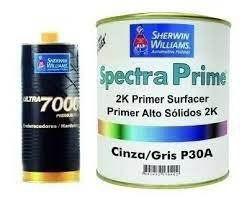 Kit Fundo Primer PU Cinza P30 3|6 Litros + Endurecedor H38 900ml Spectraprime Sherwin Williams Lazzuril -
