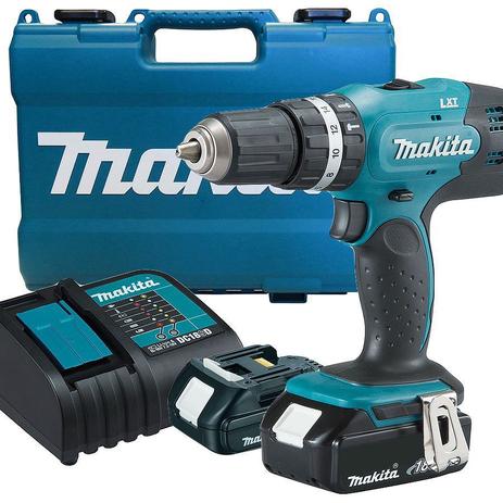 Kit Furadeira de Impacto e Parafusadeira 13mm + Baterias 18V- DHP453SHE - Makita Menor preço em Kit Furadeira de Impacto e Parafusadeira 13mm + Baterias 18V- DHP453SHE - Makita