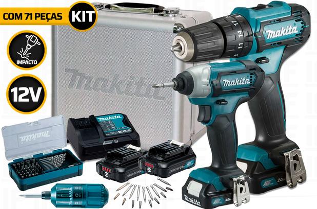 Kit Furadeira E Parafusadeira De Impacto Com Acessórios Makita Menor preço em Kit Furadeira E Parafusadeira De Impacto Com Acessórios Makita