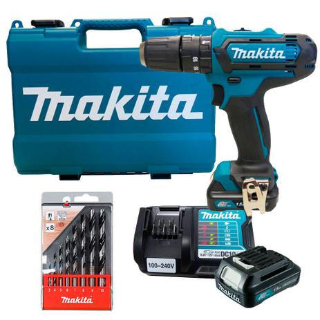 Kit Furadeira e Parafusadeira- HP331DWYE + 8 Brocas para Madeira-D-57227- Makita Menor preço em Kit Furadeira e Parafusadeira- HP331DWYE + 8 Brocas para Madeira-D-57227- Makita