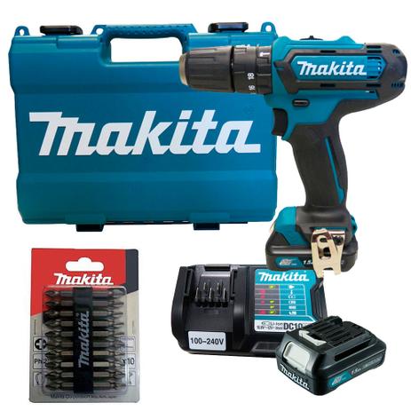 Kit Furadeira e Parafusadeira- HP331DWYE + Conjunto Bits 10 peças-D34366 -Makita Menor preço em Kit Furadeira e Parafusadeira- HP331DWYE + Conjunto Bits 10 peças-D34366 -Makita