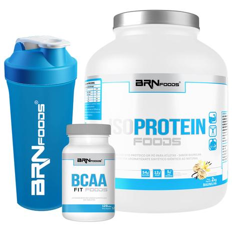 Kit Fusion Protein Foods 2kg Baunilha + BCAA Fit Foods 120 Tabletes + Coqueteleira BRNFOODS - Brn foods Menor preço em Kit Fusion Protein Foods 2kg Baunilha + BCAA Fit Foods 120 Tabletes + Coqueteleira BRNFOODS - Brn foods