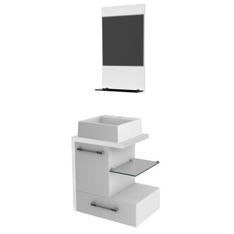 Kit Gabinete Banheiro Compace Legno 530w 3 Pçs Branco/Branco Chess Menor preço em Kit Gabinete Banheiro Compace Legno 530w 3 Pçs Branco/Branco Chess