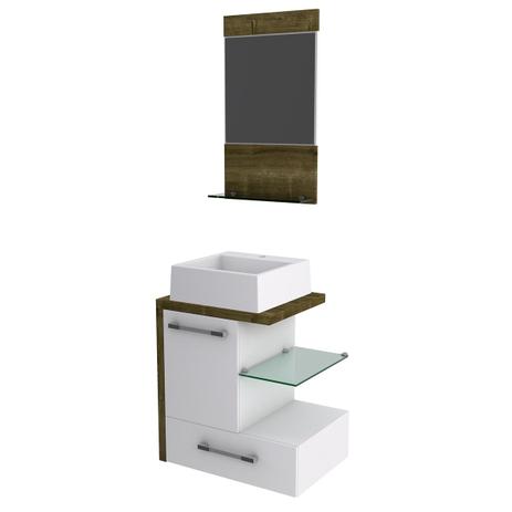 Kit Gabinete Banheiro Compace Legno 530w 3 Pçs Branco/Vermont Dark é boa?