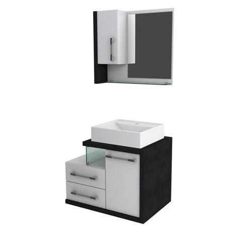 Kit Gabinete Banheiro Compace Legno 650w 3 Pçs Branco/Branco Chess Menor preço em Kit Gabinete Banheiro Compace Legno 650w 3 Pçs Branco/Branco Chess