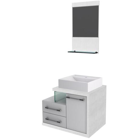 Kit Gabinete Banheiro Compace Legno 651w 3 Pçs Branco/Branco Chess Menor preço em Kit Gabinete Banheiro Compace Legno 651w 3 Pçs Branco/Branco Chess