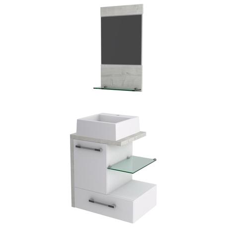Kit Gabinete Para Banheiro Compace Legno 530w 3 Peças Branco/Snow Menor preço em Kit Gabinete Para Banheiro Compace Legno 530w 3 Peças Branco/Snow