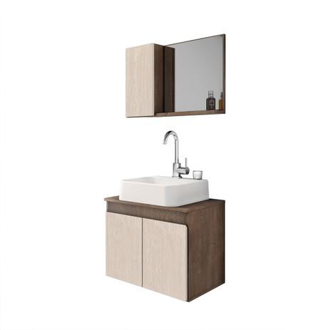 Kit Gabinete Suspenso Gaam Tokyo 550 Wengue/Rovere Cuba E Espelho Menor preço em Kit Gabinete Suspenso Gaam Tokyo 550 Wengue/Rovere Cuba E Espelho