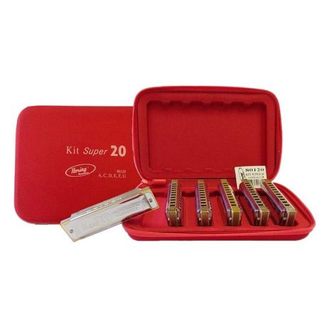 Kit Gaita De Boca Hering Super 20 Com 6 Peças Menor preço em Kit Gaita De Boca Hering Super 20 Com 6 Peças