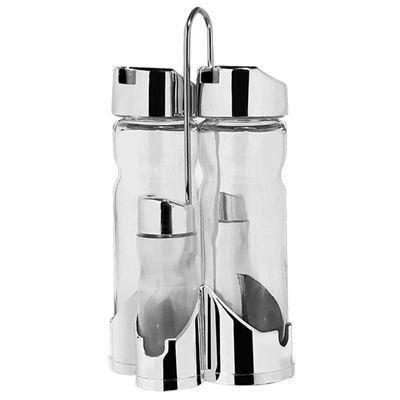 Kit galheteiro de vidro com 5 pçs porta condimentos e tempero azeite sal vinagre - Gimp Menor preço em Kit galheteiro de vidro com 5 pçs porta condimentos e tempero azeite sal vinagre - Gimp