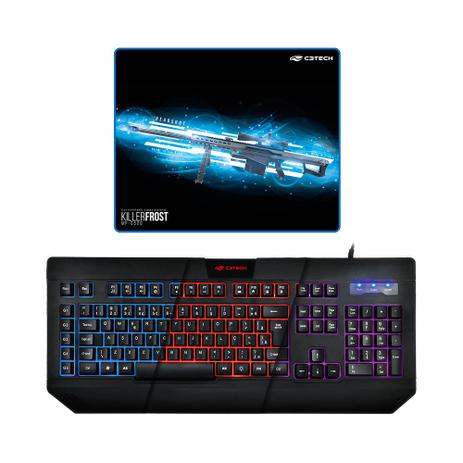 Kit Gamer Teclado C3tech Kg-110bk + Mousepad Gamer KillerFrost Menor preço em Kit Gamer Teclado C3tech Kg-110bk + Mousepad Gamer KillerFrost