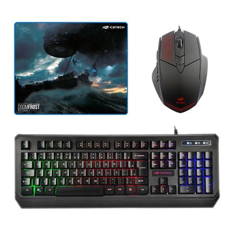 Kit Gamer Teclado C3tech Kg-50bk + Mousepad Doom Frost Menor preço em Kit Gamer Teclado C3tech Kg-50bk + Mousepad Doom Frost