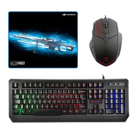Kit Gamer Teclado C3tech Kg-50bk + Mousepad KillerFrost Menor preço em Kit Gamer Teclado C3tech Kg-50bk + Mousepad KillerFrost