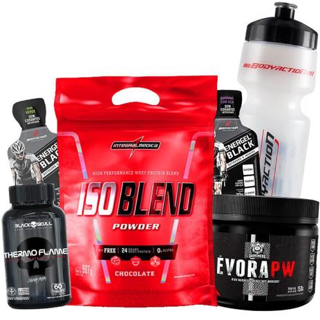 Kit Ganho de Massa Magra e Disposição - Whey Iso+Pre Treino+Termogenico+ Garrafinha - Integralmedica Menor preço em Kit Ganho de Massa Magra e Disposição - Whey Iso+Pre Treino+Termogenico+ Garrafinha - Integralmedica