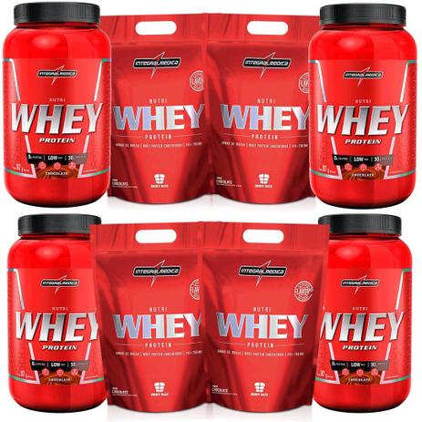 Kit Ganho de Massa Muscular - 4x Whey Nutri Pote 900g + 4x Whey Refil 900g - Integralmedica Menor preço em Kit Ganho de Massa Muscular - 4x Whey Nutri Pote 900g + 4x Whey Refil 900g - Integralmedica