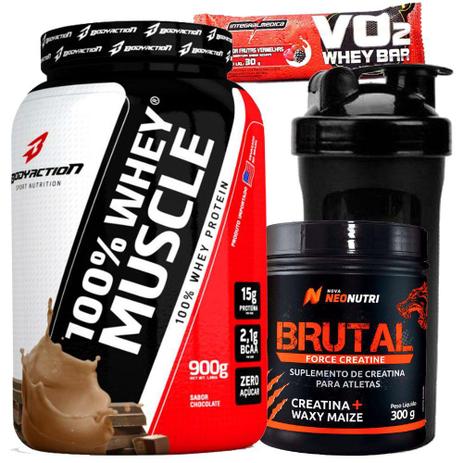 Kit Ganho de Massa - Whey+Creatina+Garrafinha+Barrinha - Body action é boa?