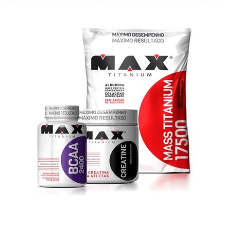 Kit ganho de peso - max titanium Menor preço em Kit ganho de peso - max titanium