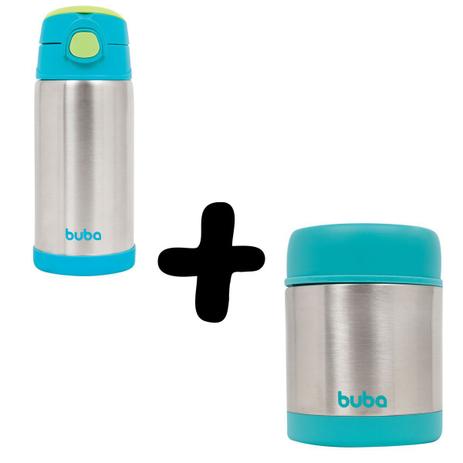 Kit Garrafa e Pote Térmico Conserva Alimento Bebida Infantil Azul Rosa Buba Menor preço em Kit Garrafa e Pote Térmico Conserva Alimento Bebida Infantil Azul Rosa Buba