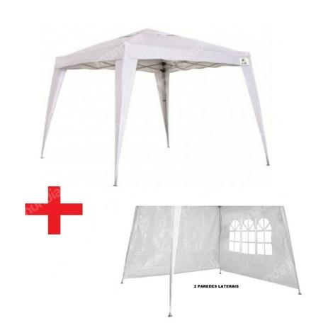 Kit Gazebo Tenda 3x3 Mts Articulada Dobravel + 2 Paredes Laterais Branca Bel Menor preço em Kit Gazebo Tenda 3x3 Mts Articulada Dobravel + 2 Paredes Laterais Branca Bel