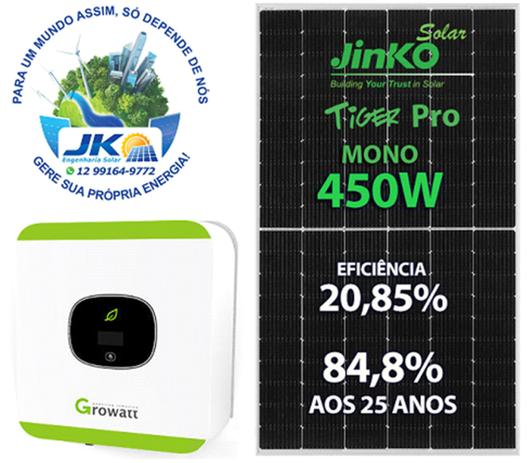 Kit Gerador Energia Solar Fotovoltaica 453 kWh/mês - Inversor: Growatt Menor preço em Kit Gerador Energia Solar Fotovoltaica 453 kWh/mês - Inversor: Growatt