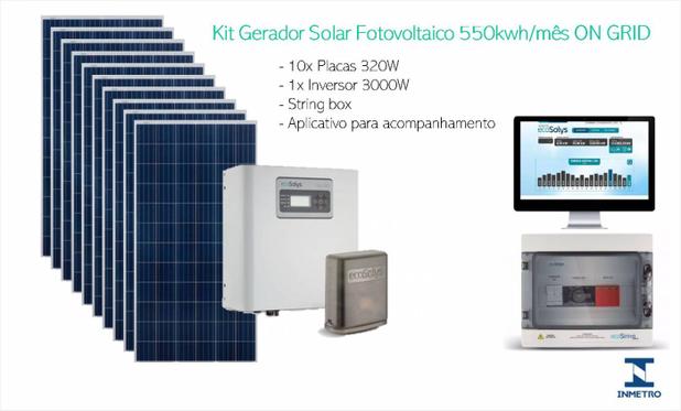 Menor preço em Kit Gerador Solar Fotovoltaico 550kwh/mês ON GRID - Elgin ecos