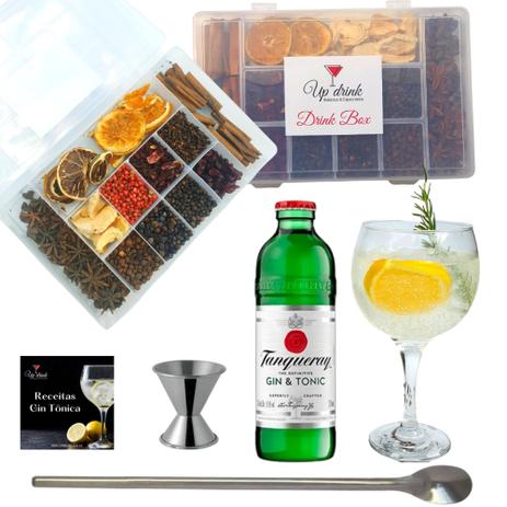 Kit Gin Tonic Tanqueray 12 Especiarias + Dosador + Taça+ Colher - Up Drinks Menor preço em Kit Gin Tonic Tanqueray 12 Especiarias + Dosador + Taça+ Colher - Up Drinks