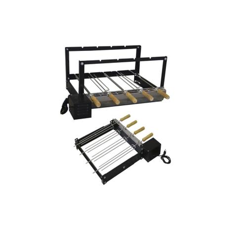 Kit Giratório Baixo em Aço Carbono para Churrasqueira 33x50x45cm com 4 Espetos - Santa edwirges Menor preço em Kit Giratório Baixo em Aço Carbono para Churrasqueira 33x50x45cm com 4 Espetos - Santa edwirges