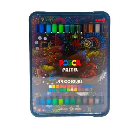 Kit GIZ de Cera Pastel Profissional Posca com 24 Cores Menor preço em Kit GIZ de Cera Pastel Profissional Posca com 24 Cores
