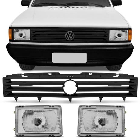 Kit Grade Dianteira Gol Saveiro 87 a 90 Preta + Farol Máscara Cromada Foco Simples - Prime Menor preço em Kit Grade Dianteira Gol Saveiro 87 a 90 Preta + Farol Máscara Cromada Foco Simples - Prime