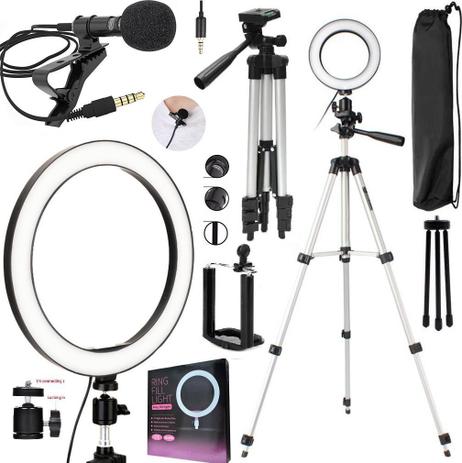 Kit Gravação de Vídeo Profissional Ring Light Led Anel Iluminador Tripé Acessórios Para Celular Universal Iphone Android - LEFFA SHOP Menor preço em Kit Gravação de Vídeo Profissional Ring Light Led Anel Iluminador Tripé Acessórios Para Celular Universal Iphone Android - LEFFA SHOP