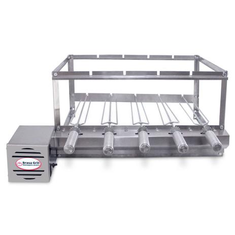 Kit Grill Inox Gira 5 Espetos - Bivolts (Lado Esquerdo) - Brasa Grill Menor preço em Kit Grill Inox Gira 5 Espetos - Bivolts (Lado Esquerdo) - Brasa Grill