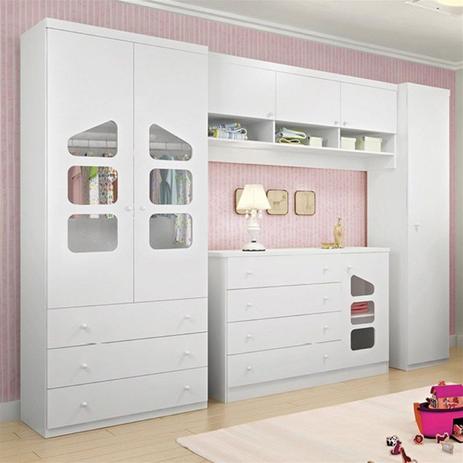 Kit Guarda Roupa de 1 e 2 Portas + Modulo Aéreo + Cômoda Eloísa - Phoenix - Phoenix baby Menor preço em Kit Guarda Roupa de 1 e 2 Portas + Modulo Aéreo + Cômoda Eloísa - Phoenix - Phoenix baby