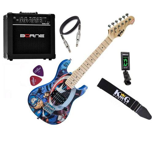 Kit Guitarra Infantil PHX Capitão América Cabo Cubo Afinador - Phoenix é boa?