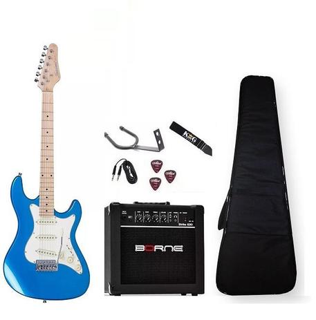 Kit Guitarra Strinberg Azul STS100 Cabo Caixa Alça Suporte Menor preço em Kit Guitarra Strinberg Azul STS100 Cabo Caixa Alça Suporte