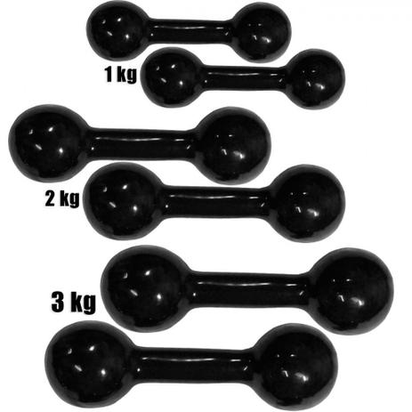 Kit Halter Emborrachado 2 de 1kg + 2 de 2kg + 2 de 3kg Preto Mega Peso Menor preço em Kit Halter Emborrachado 2 de 1kg + 2 de 2kg + 2 de 3kg Preto Mega Peso